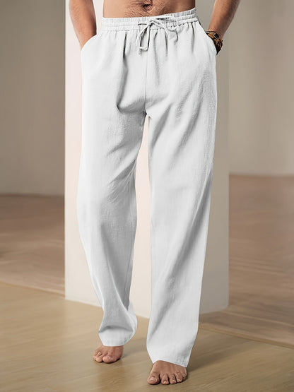 Lounge-Hose – Locker sitzende Freizeit-Hose mit Kordelzug für Herren-Weiß-S-Chaps Herrenmode