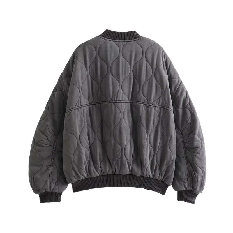 Eveloria Damen Oversized Leichte Bomberjacke Grau - Eveloria