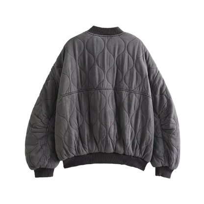 Eveloria Damen Oversized Leichte Bomberjacke Grau - Eveloria