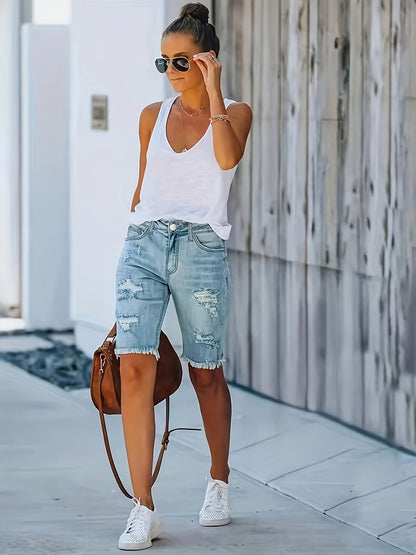 Eveloria Damen Bermuda Shorts Denim Blau