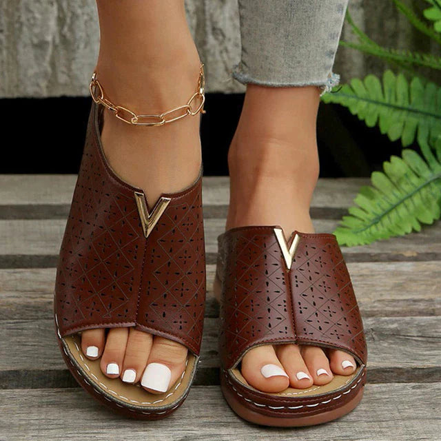 Eveloria Damen Orthopädische Flache Riemchensandalen