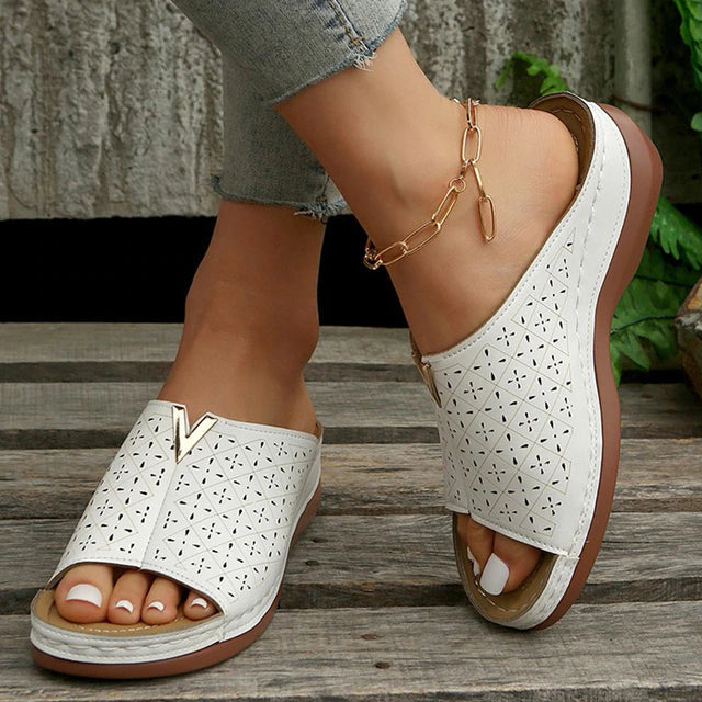 Eveloria Damen Orthopädische Flache Riemchensandalen