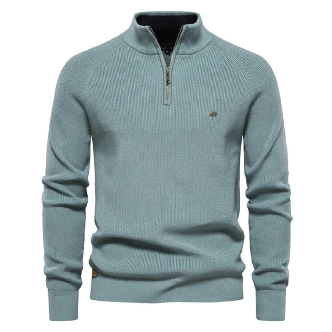 Herren Strickpullover Halbzip Baumwolle Beige - Eveloria