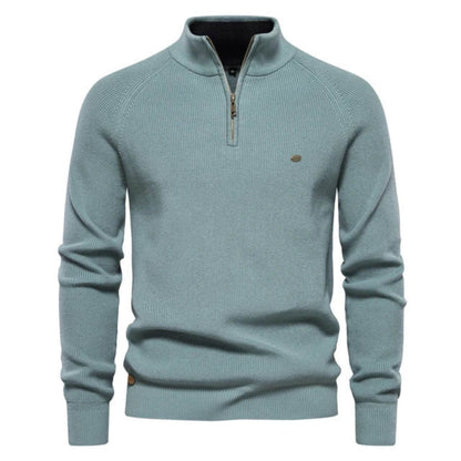 Herren Strickpullover Halbzip Baumwolle Beige - Eveloria