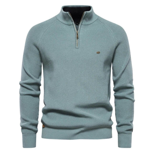 Herren Strickpullover Halbzip Baumwolle Beige - Eveloria