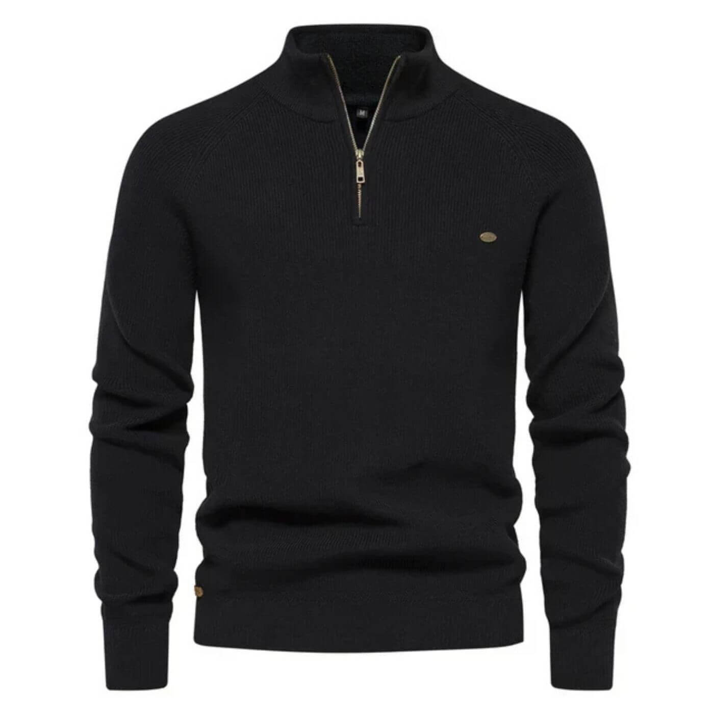 Herren Strickpullover Halbzip Baumwolle Beige