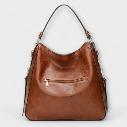Damen Schultertasche Klassisch Leder Braun