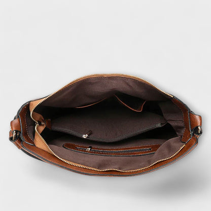 Damen Schultertasche Klassisch Leder Braun