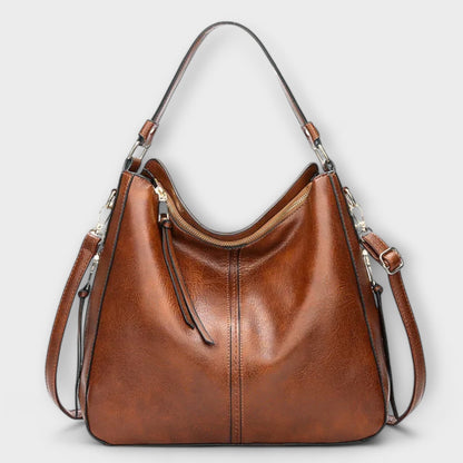 Damen Schultertasche Klassisch Leder Braun - Eveloria