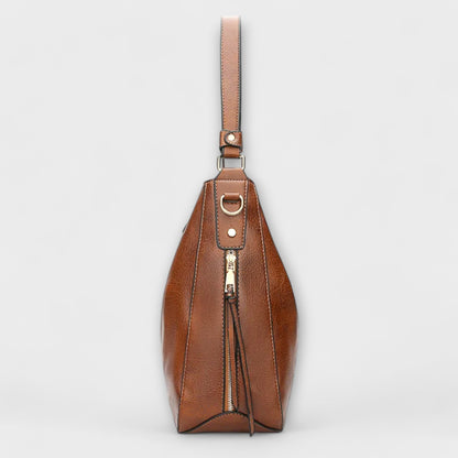 Damen Schultertasche Klassisch Leder Braun