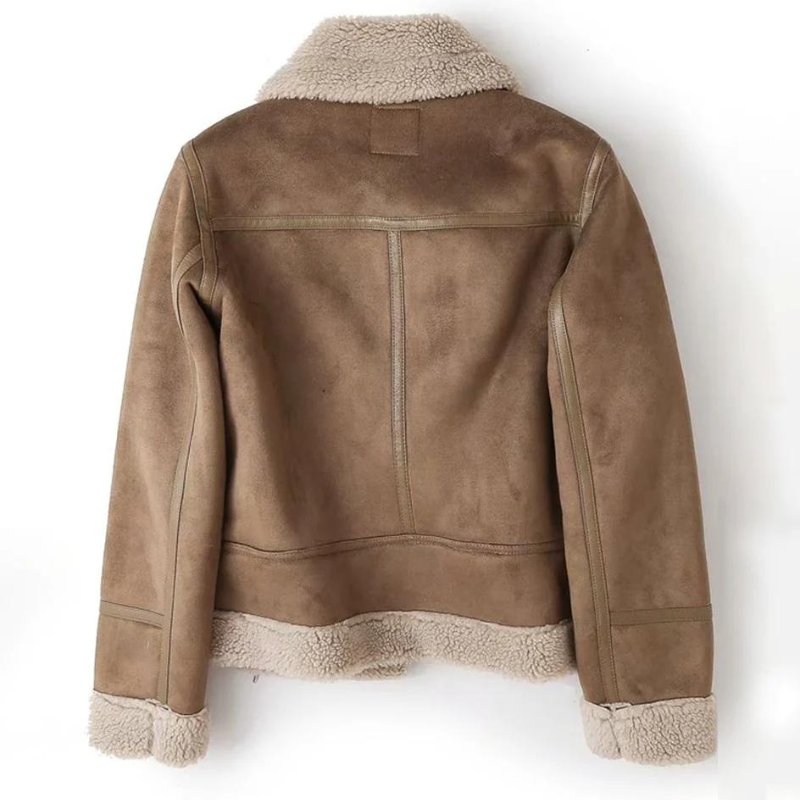 Eveloria Herren Lederjacke Sherpa-Futter Schwarz - Eveloria