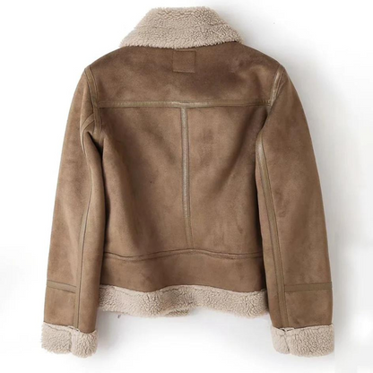 Eveloria Herren Lederjacke Sherpa-Futter Schwarz - Eveloria