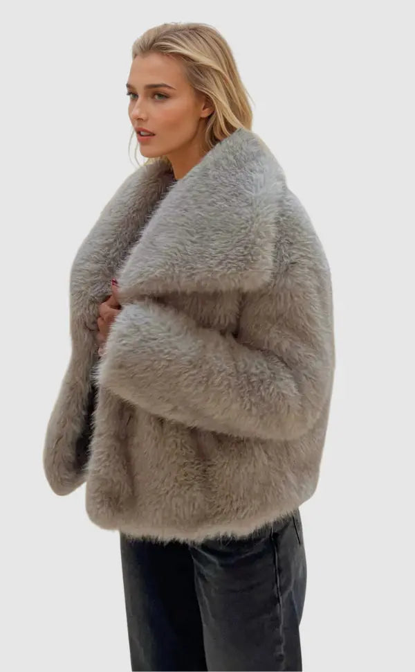 Damen Kurz Winterjacke Faux Fur - Eveloria