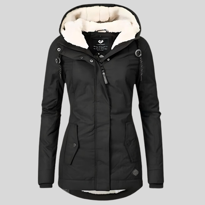 Damen Winterjacke lang Wasserdicht mit Kapuze Fleece
