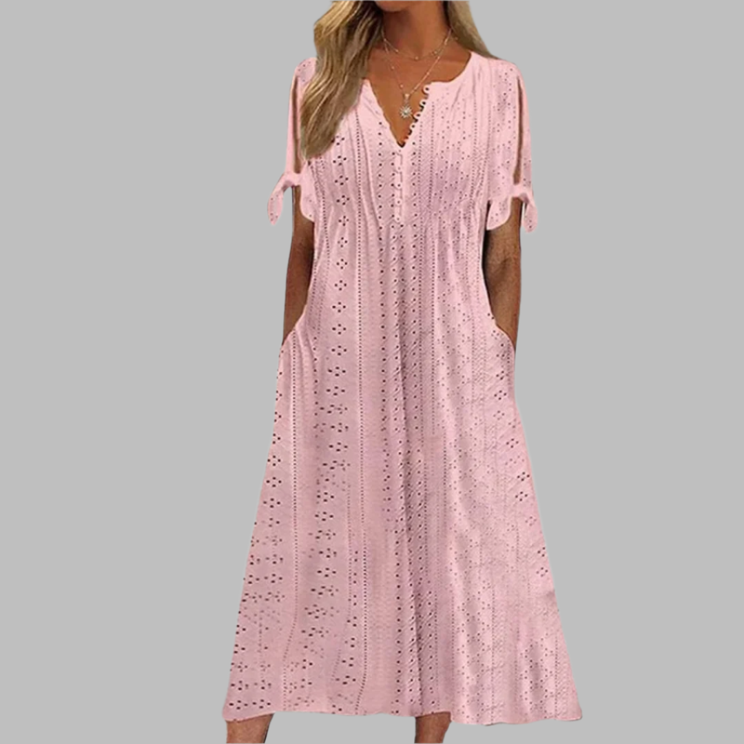 Damen Midikleid Sommerlich Leicht Femines Look