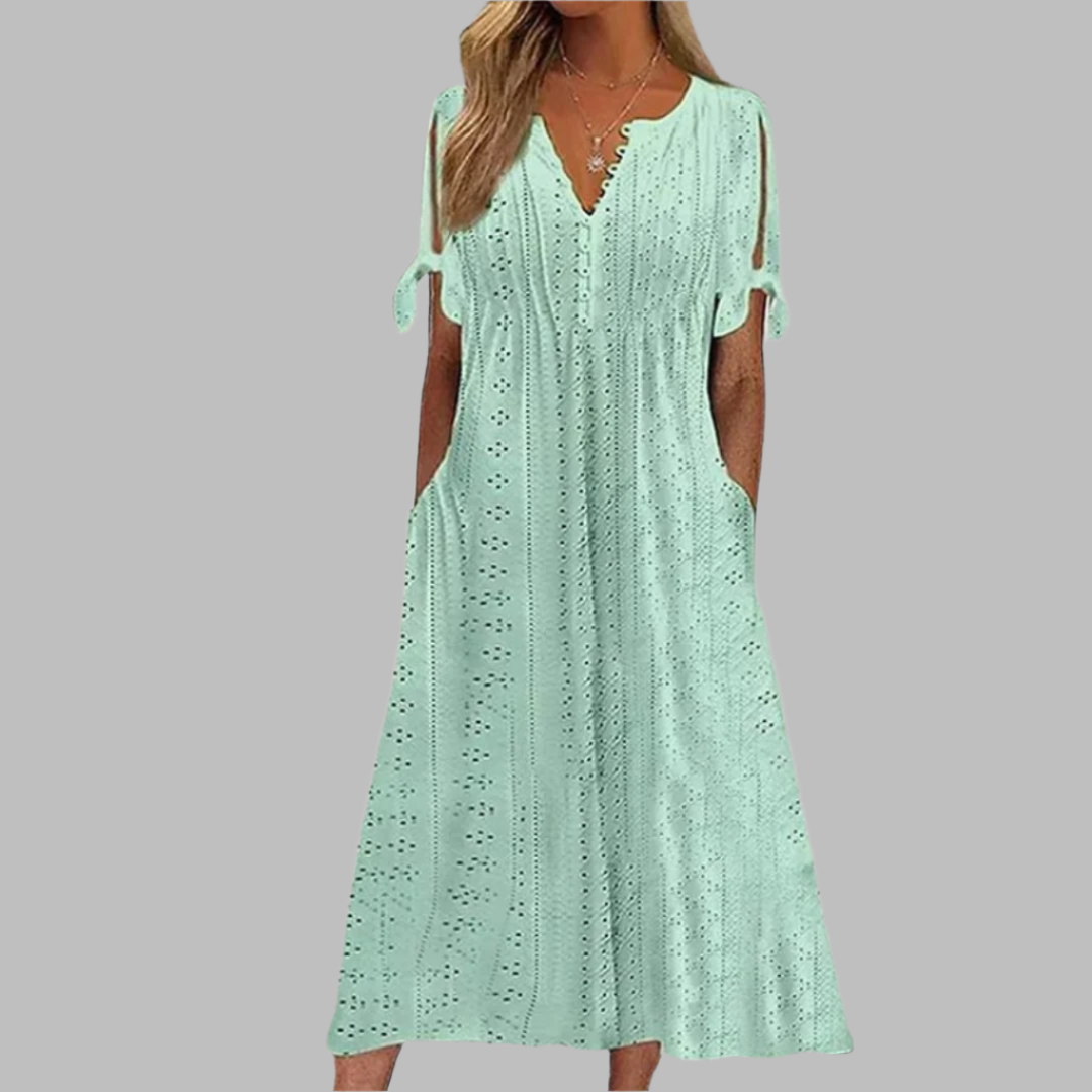 Damen Midikleid Sommerlich Leicht Femines Look