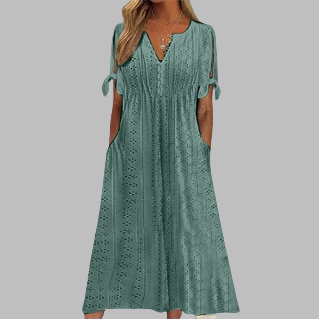 Damen Midikleid Sommerlich Leicht Femines Look