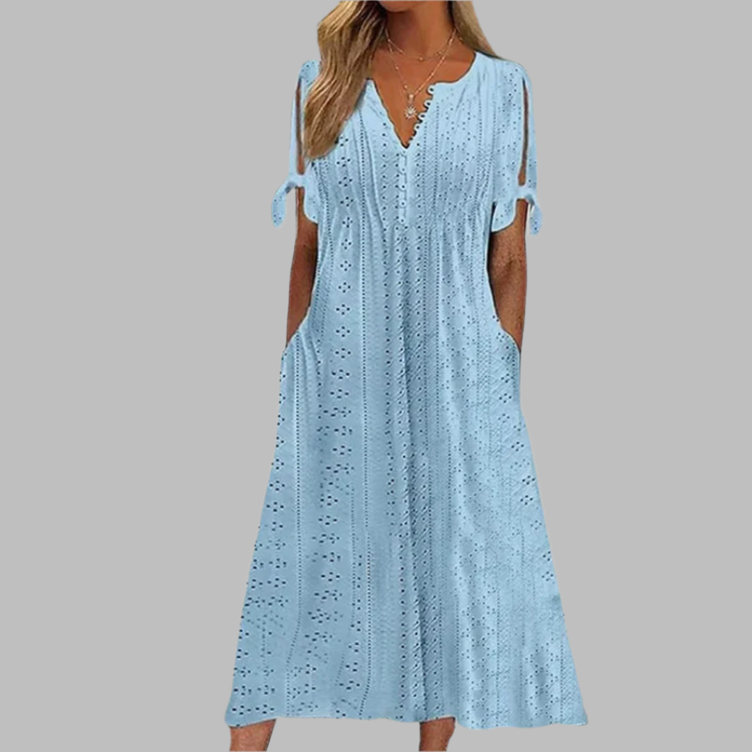 Damen Midikleid Sommerlich Leicht Femines Look