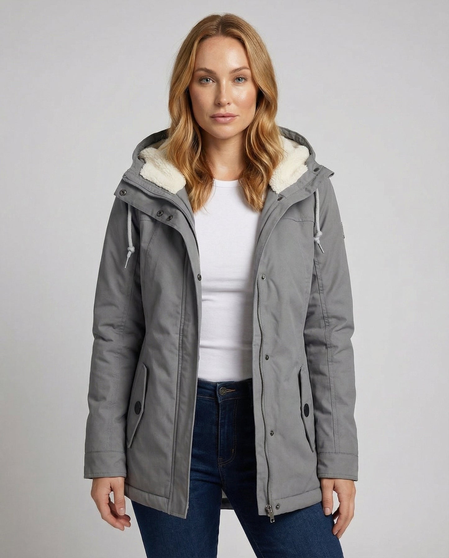 Damen Winterjacke Kapuze Wärmedämmend Schwarz - Eveloria