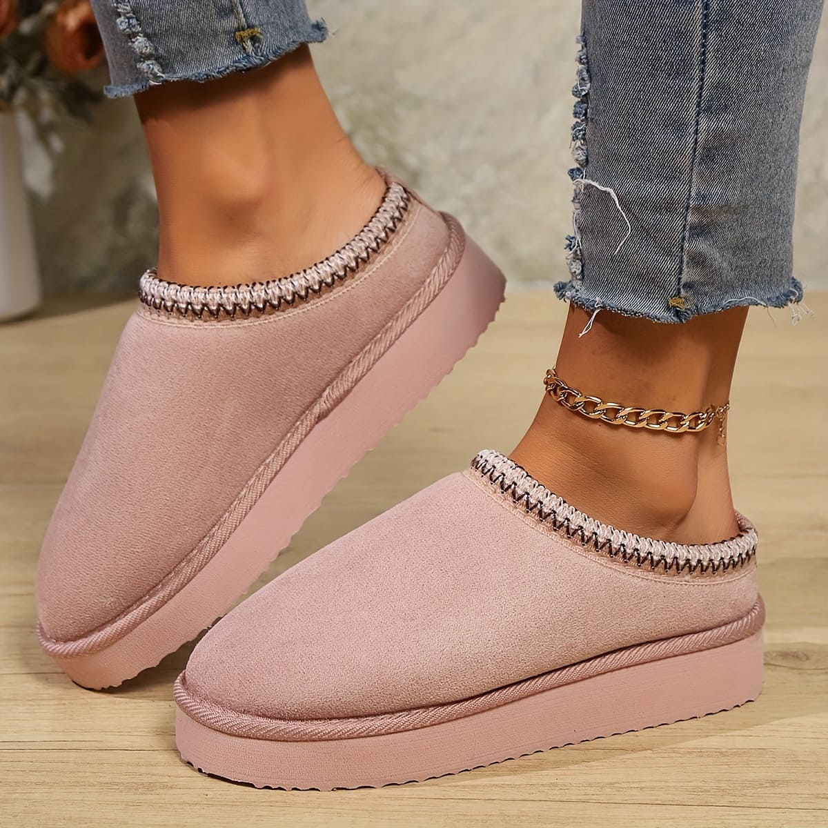 Damen Hausschuhe Mules Atmungsaktives Design Rutschfeste Sohle