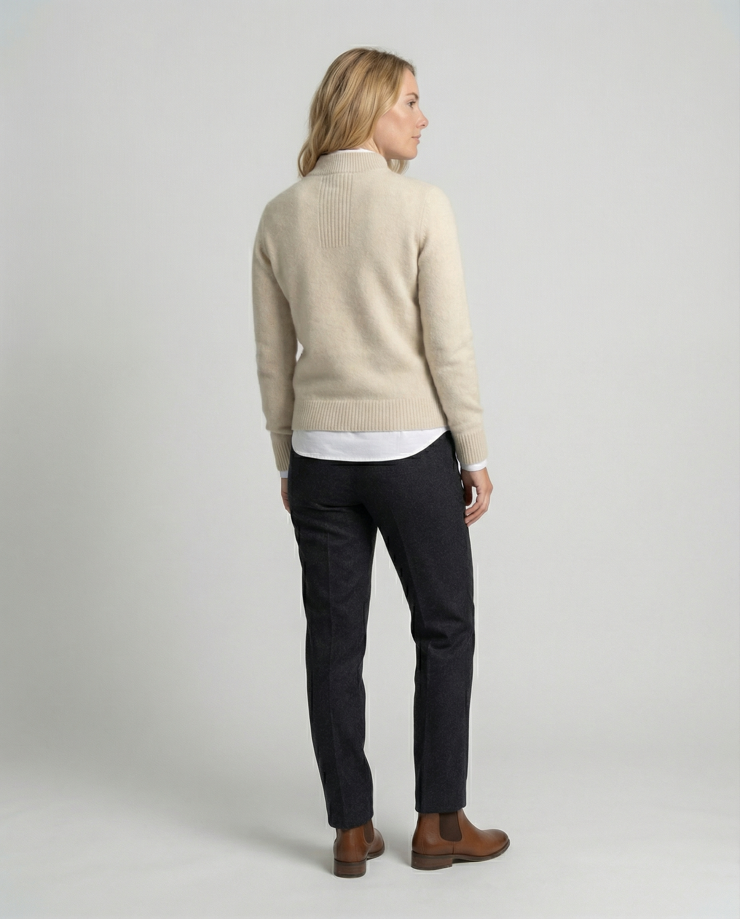 Damen Cashmerepullover Elegantes Design Beige