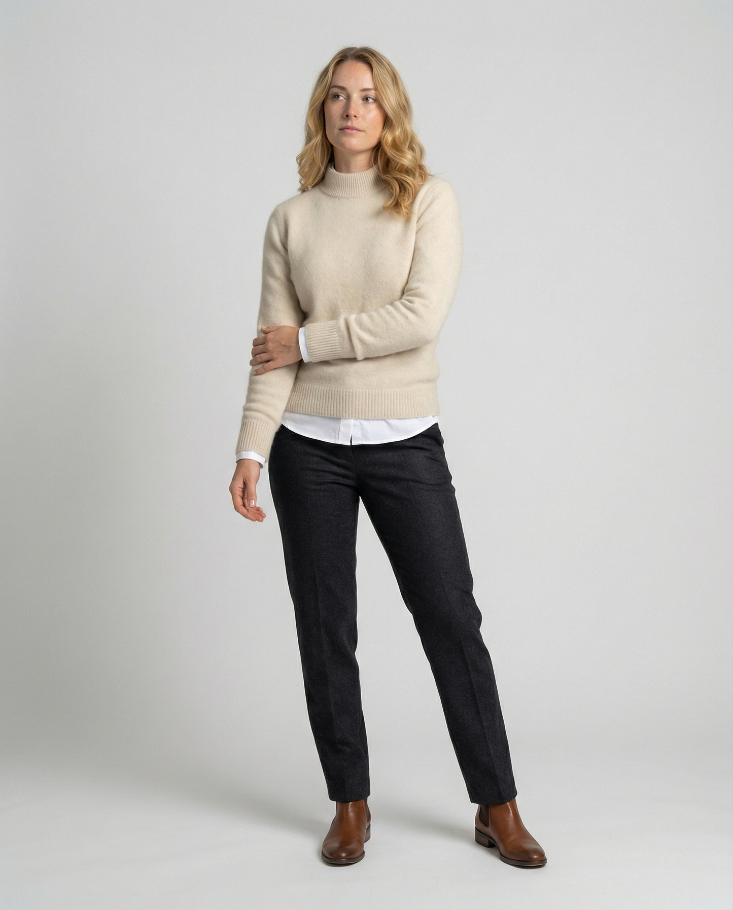Damen Cashmerepullover Elegantes Design Beige
