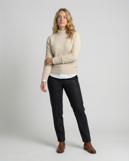 Damen Cashmerepullover Elegantes Design Beige