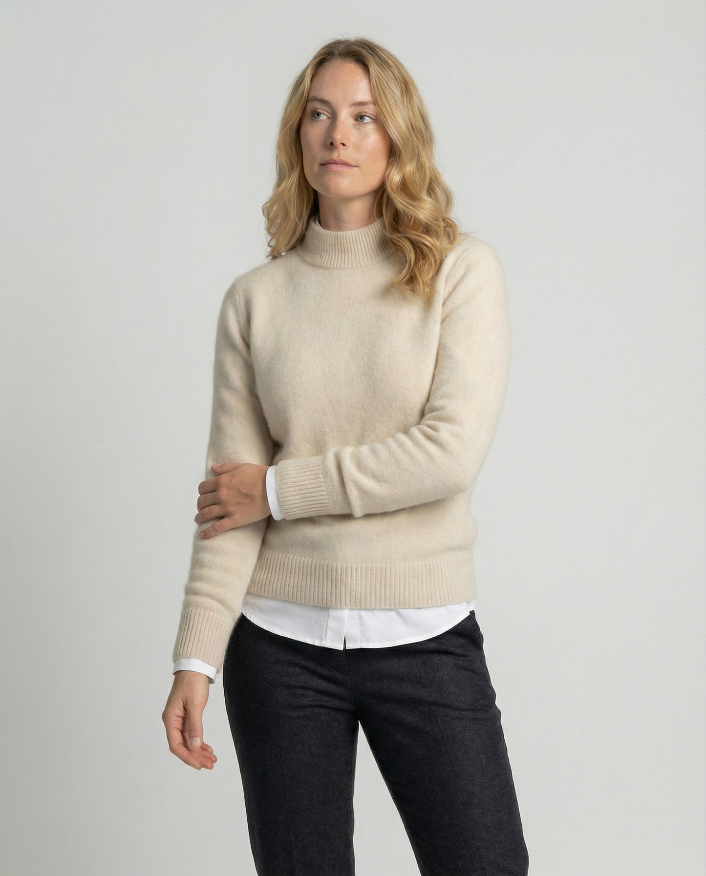 Damen Cashmerepullover Elegantes Design Beige - Eveloria