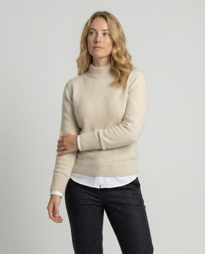 Damen Cashmerepullover Elegantes Design Beige - Eveloria