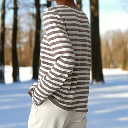 Damen Langarmshirt Gestreift Lässig Weiß/