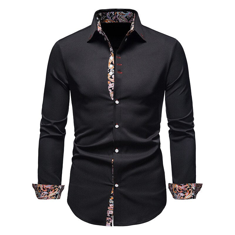 Herren Hemd Paisley Muster Baumwolle Blau