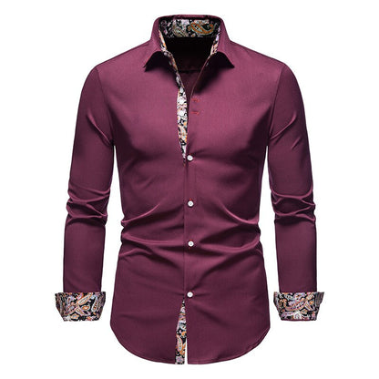 Herren Hemd Paisley Muster Baumwolle Blau