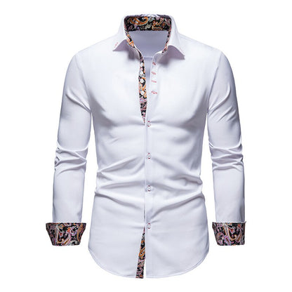 Herren Hemd Paisley Muster Baumwolle Blau - Norvielle