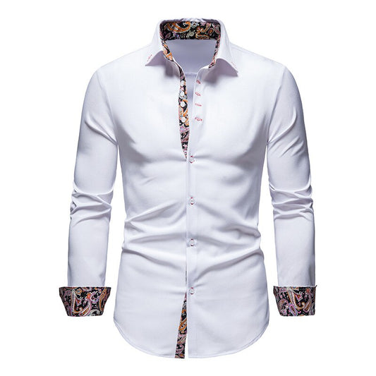 Herren Hemd Paisley Muster Baumwolle Blau - Norvielle