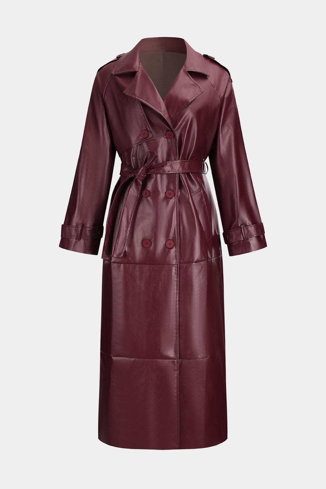 Damen Trenchcoat Kunstleder Elegantes Design Schwarz - Norvielle