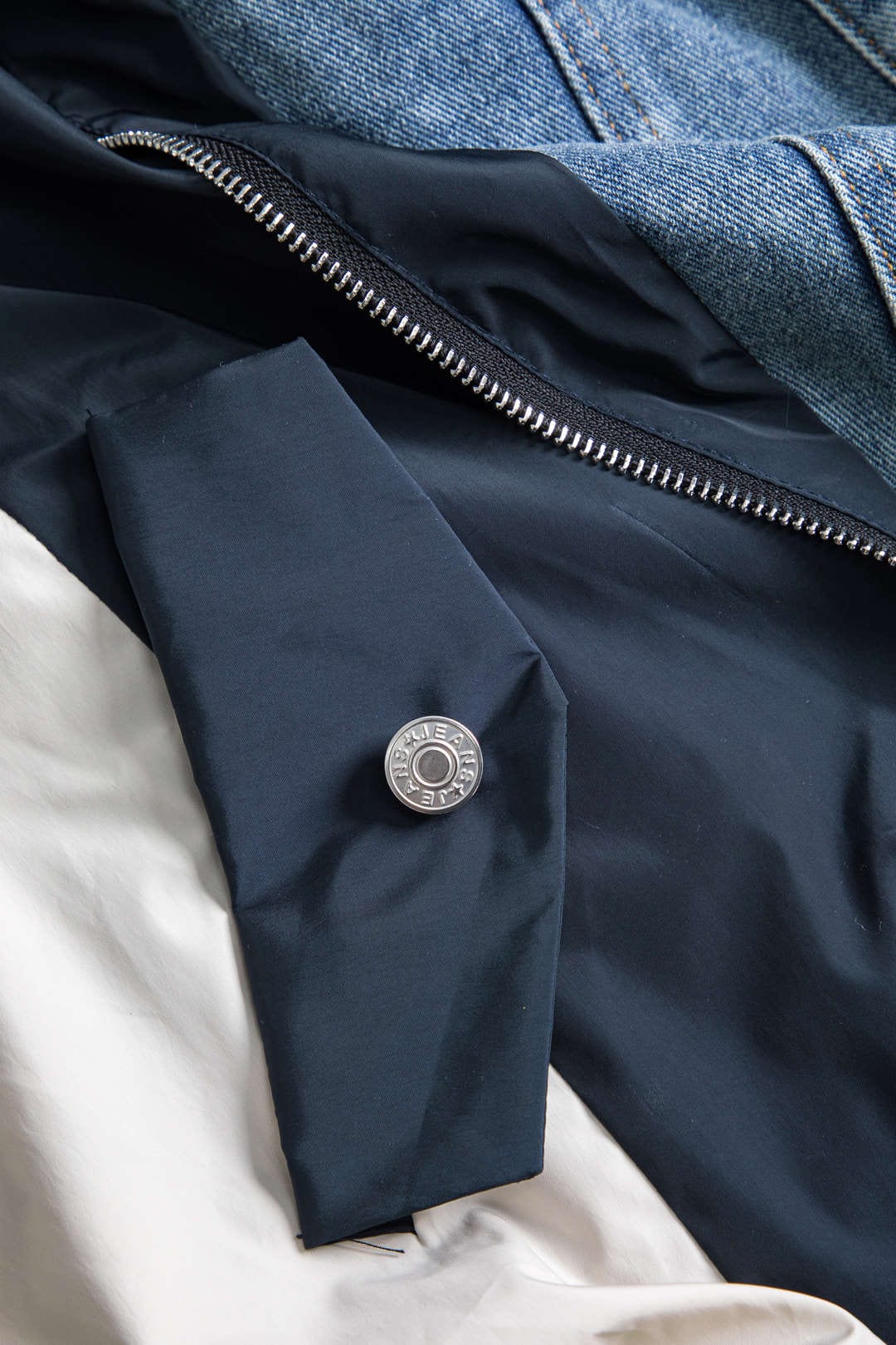 Patchwork-Jacke Damen Denim Nylon Lässig Individuell