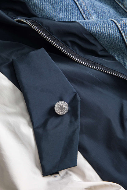 Patchwork-Jacke Damen Denim Nylon Lässig Individuell