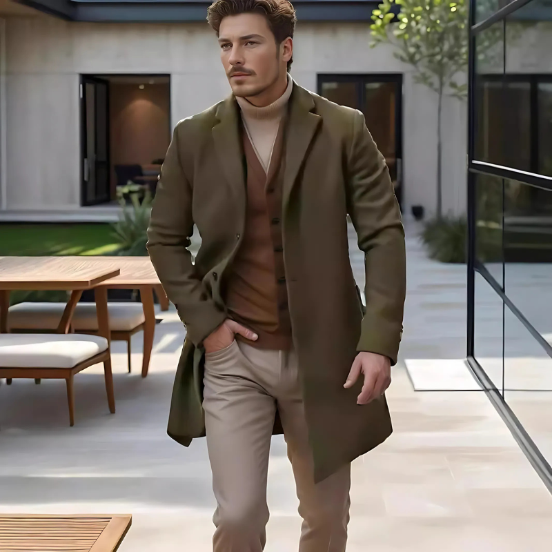 Herren Trenchcoat Mittellang Reverskragen