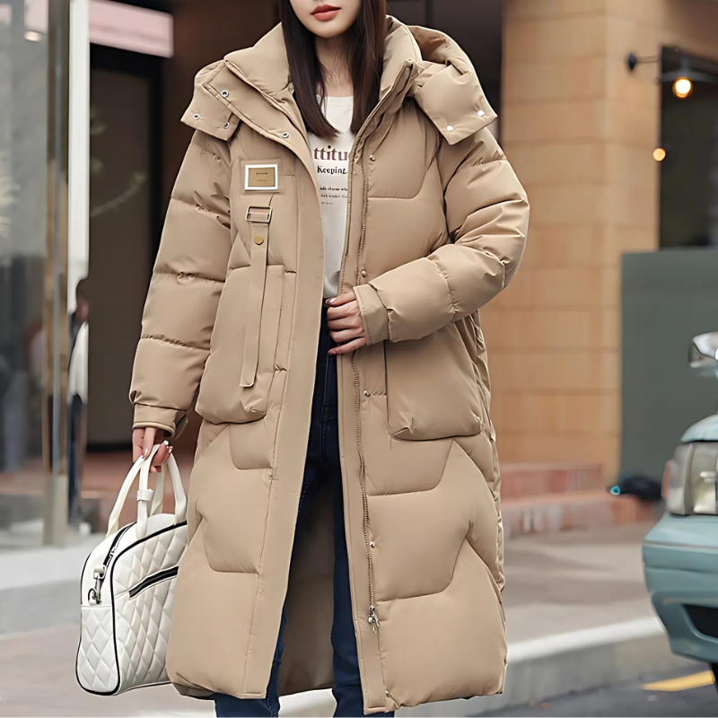 Damen Winter Trenchcoat Lang Gepolstert