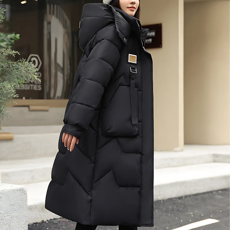 Damen Winter Trenchcoat Lang Gepolstert
