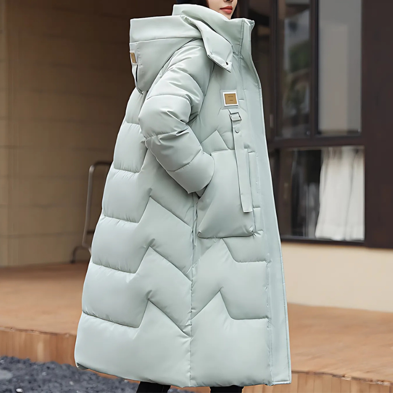 Damen Winter Trenchcoat Lang Gepolstert
