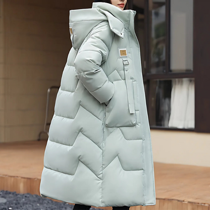 Damen Winter Trenchcoat Lang Gepolstert