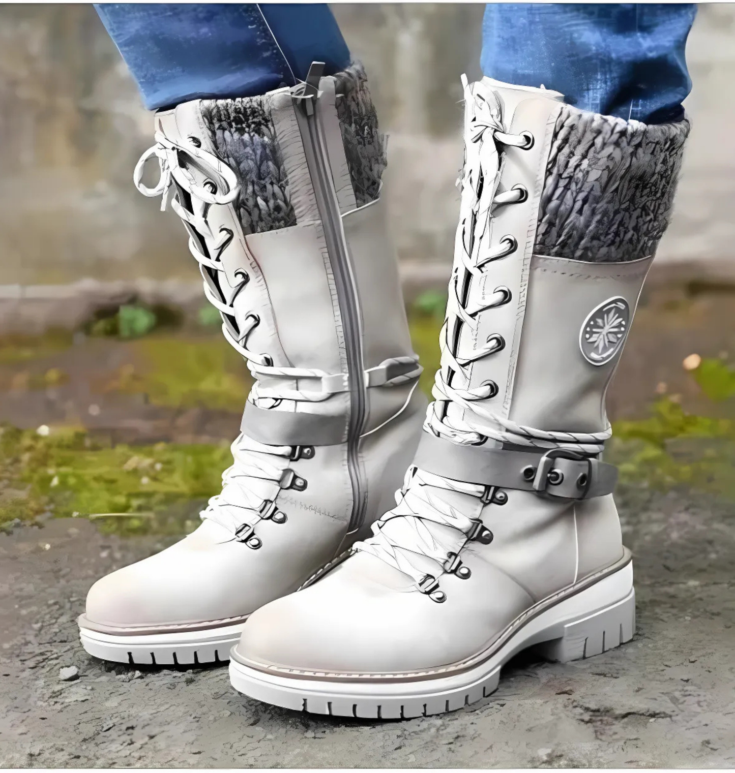 Damen Stiefel Knöchelhöhe Schnürung Chunky Sohle