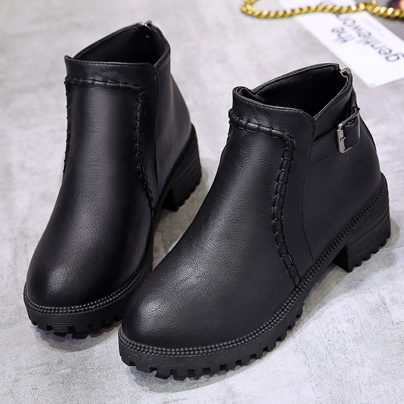 Damen Stiefel Kunstleder Knöchelhöhe Niedriger Blockabsatz - Eveloria