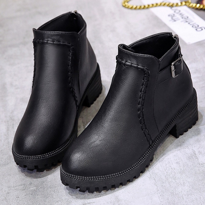 Damen Stiefel Kunstleder Knöchelhöhe Niedriger Blockabsatz - Eveloria