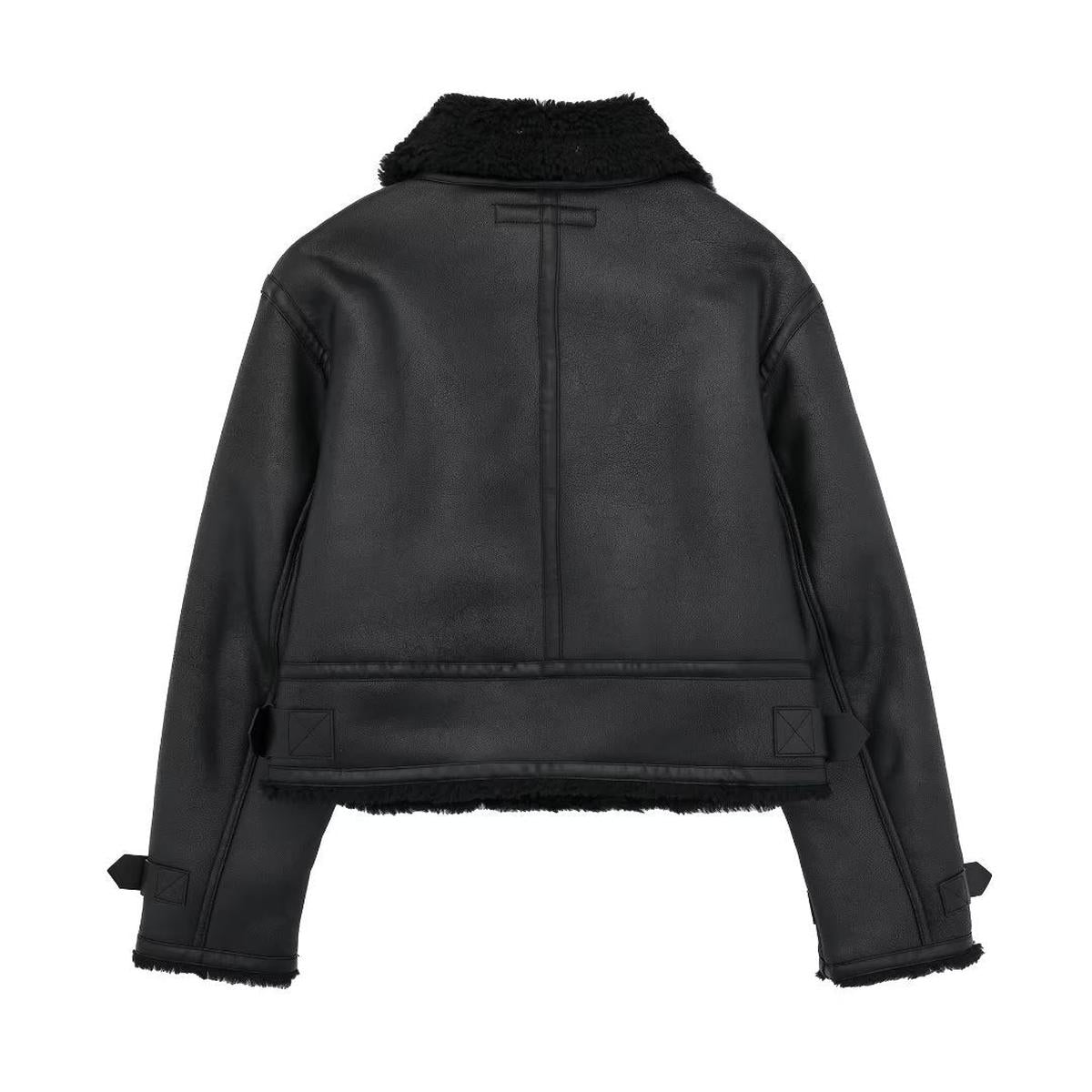 Damen Winterjacke Kurz Kunstfellkragen Wattiert