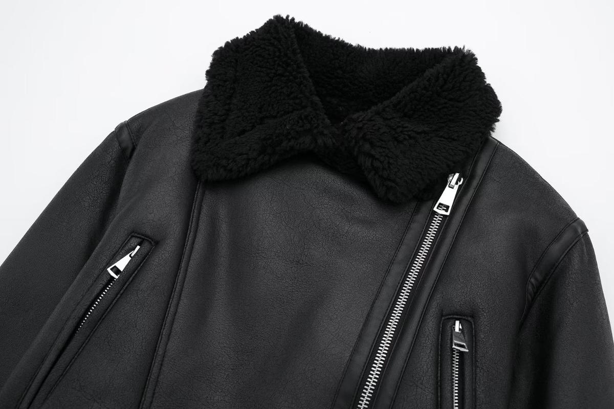 Damen Winterjacke Kurz Kunstfellkragen Wattiert