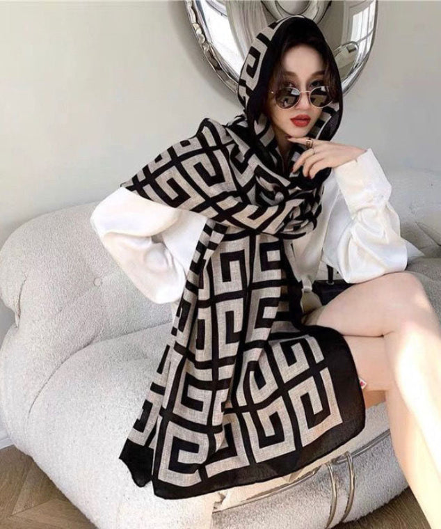 Damen Schal Leichtgewicht Maze Print