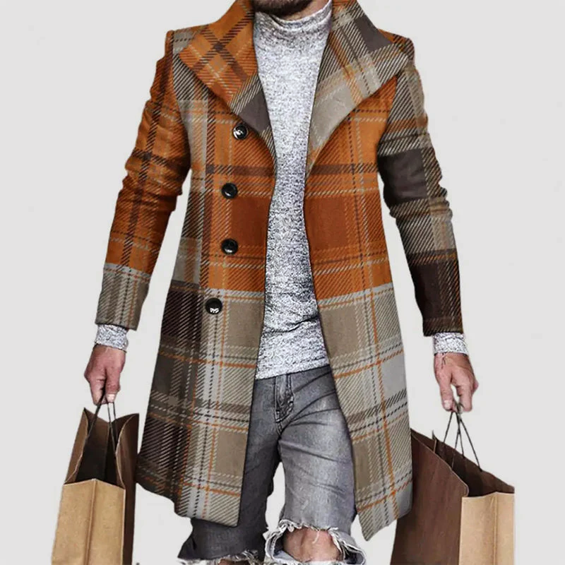 Herren Karierter Mantel Stylisch Vielseitig - Eveloria