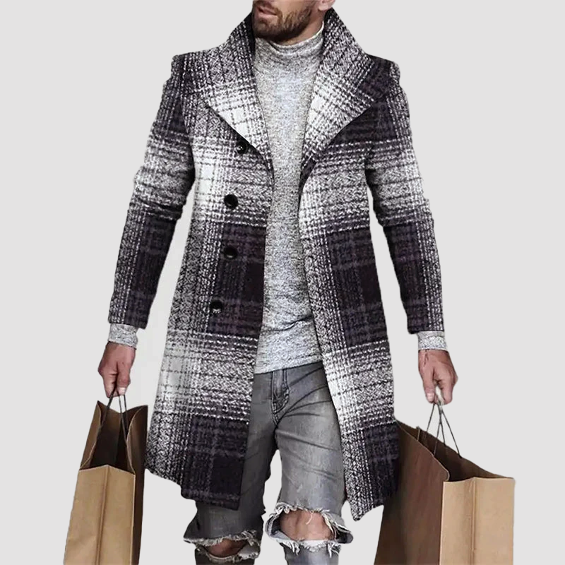 Herren Karierter Mantel Stylisch Vielseitig